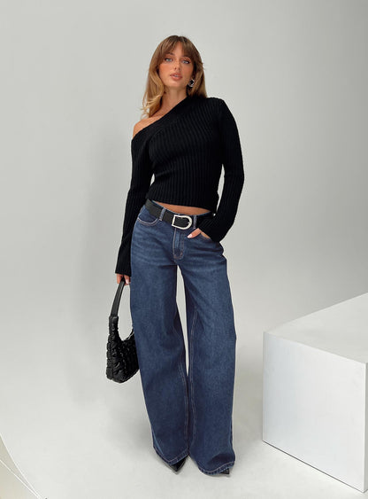 Naylor Mid Rise Wide Leg Jeans Mid Blue Denim Petite