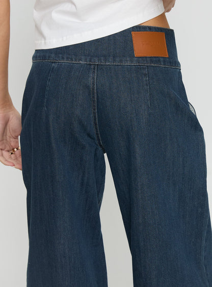 Nikoletta Foldover Jeans Dark Wash / Check