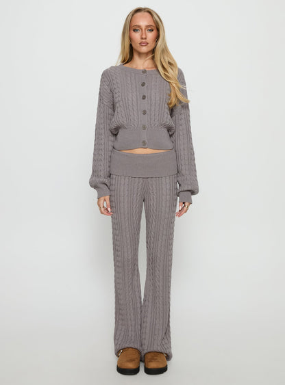 Baleigh Cable Knit Cardigan Grey