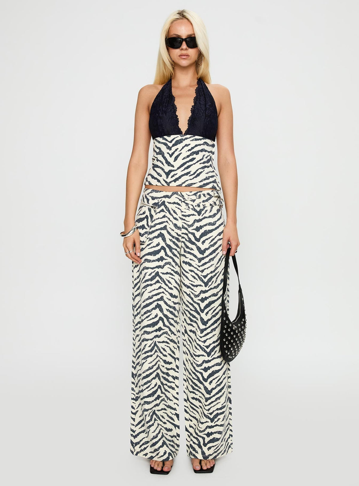 Paltrow Mid Rise Wide Leg Cargo Jeans Zebra