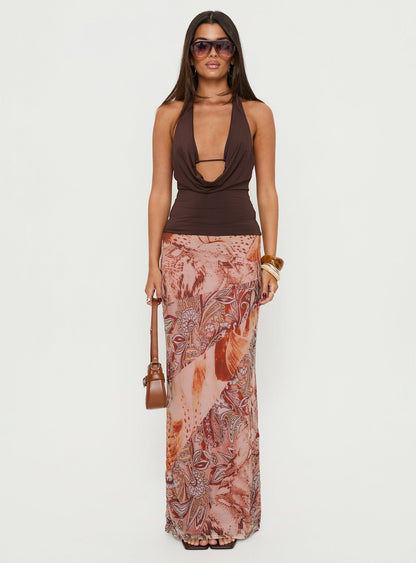 Dorella Spliced Maxi Skirt Pink Multi