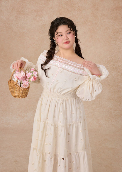 Curve&Plus White Camellia Dress