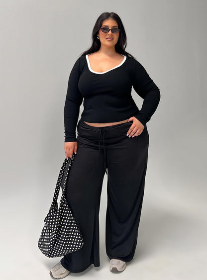 Gavrielle Jersey Wide Leg Pants Black Curve