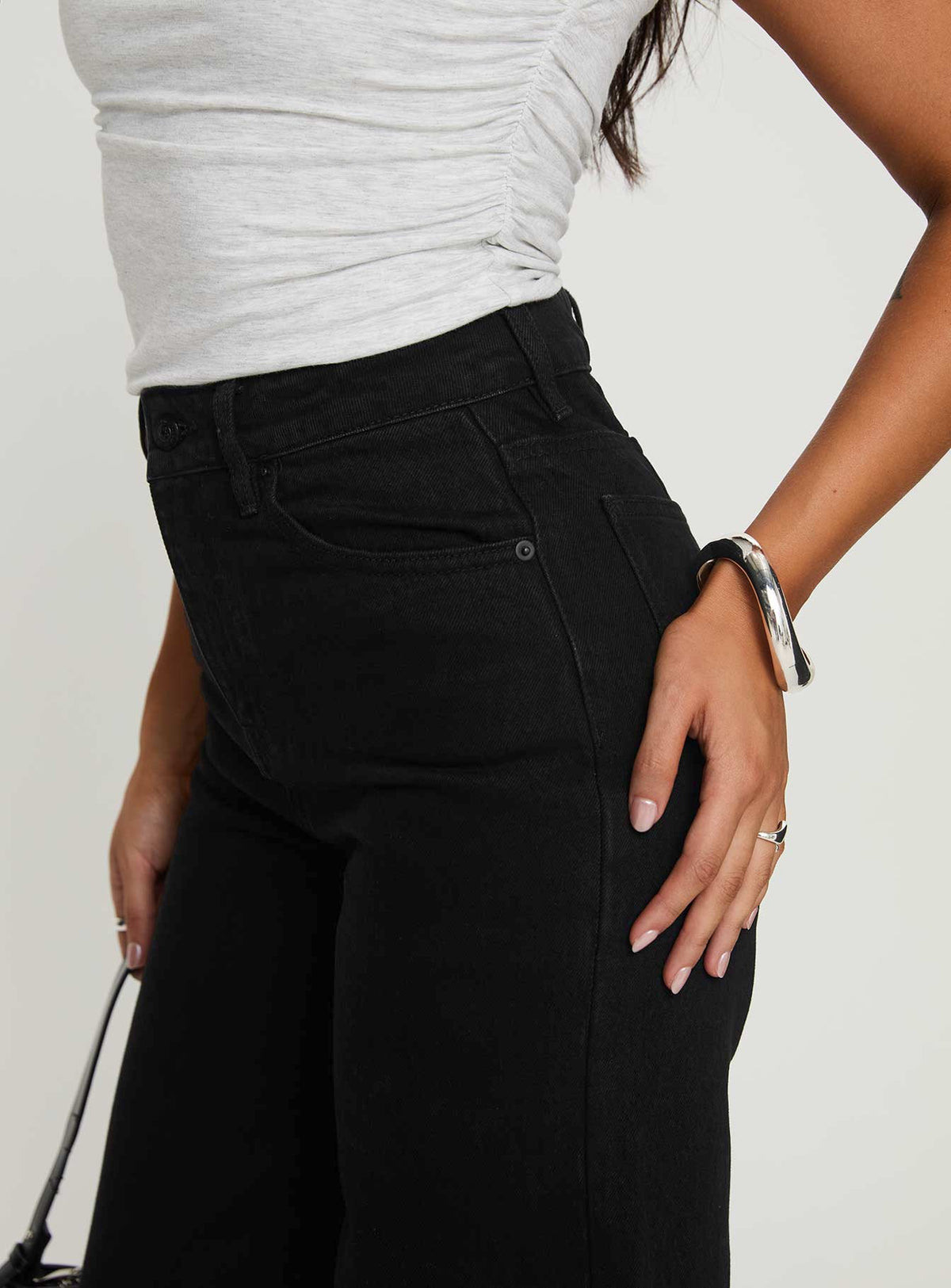 Goldie High Rise Wide Leg Jeans Black Tall