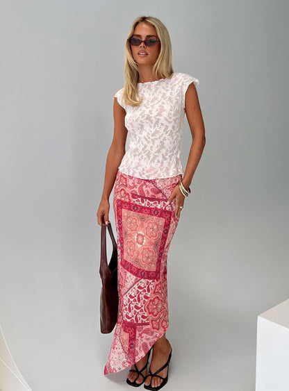 Cyriella Asymmetrical Midi Skirt Red