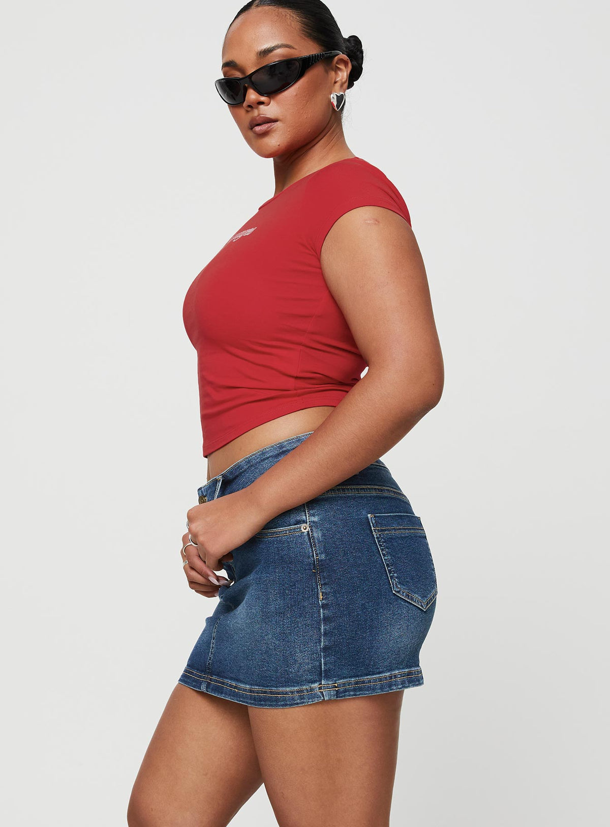 Faya Low Rise Denim Mini Skirt Dark Blue