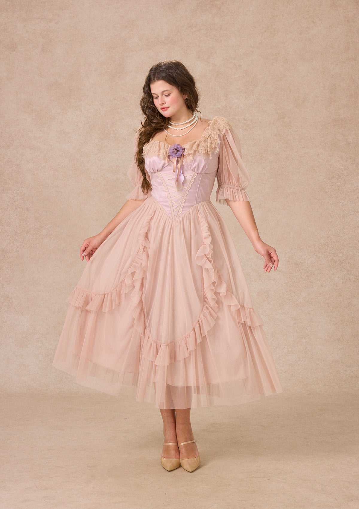 Curve&Plus Violet Mandarin Duck Princess Dress