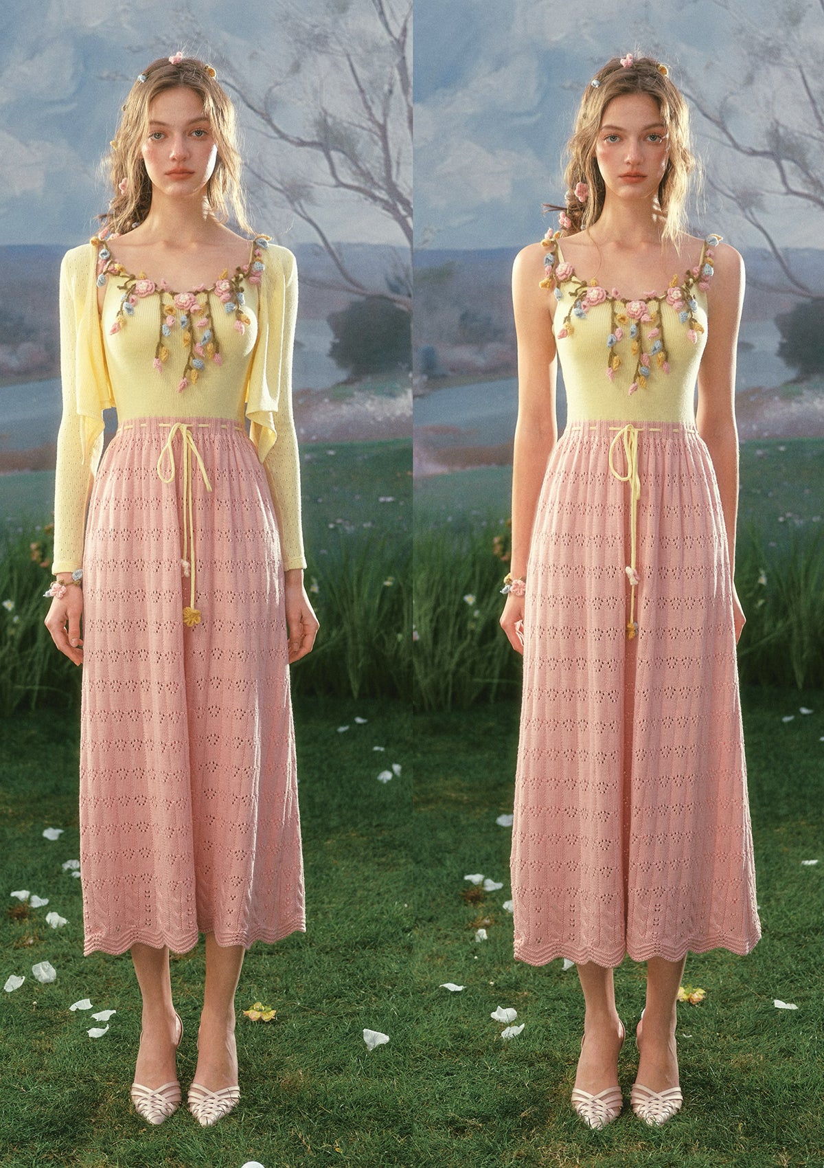 Flower Vine Novel Knit Dress