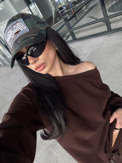 Wellness Off The Shoulder Jumper Brown