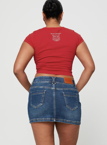 Faya Low Rise Denim Mini Skirt Dark Blue