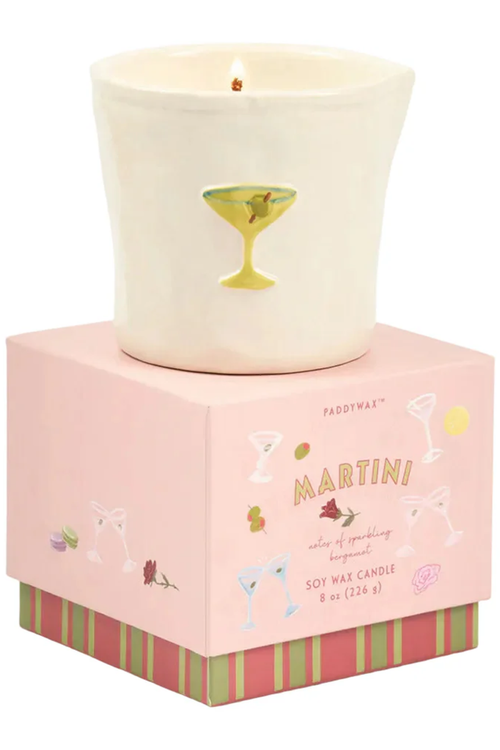 8oz Bistro Candle, Embossed Martini