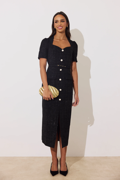 Model wearing 8th Sign Harriert Dress Black by 8th Sign. Shop 8th Sign at Dotique.
