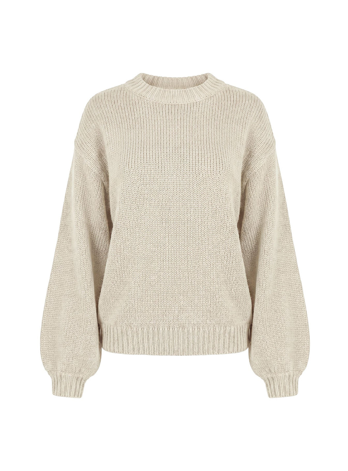 Harmony Balloon Sleeve Knit Sweater Beige
