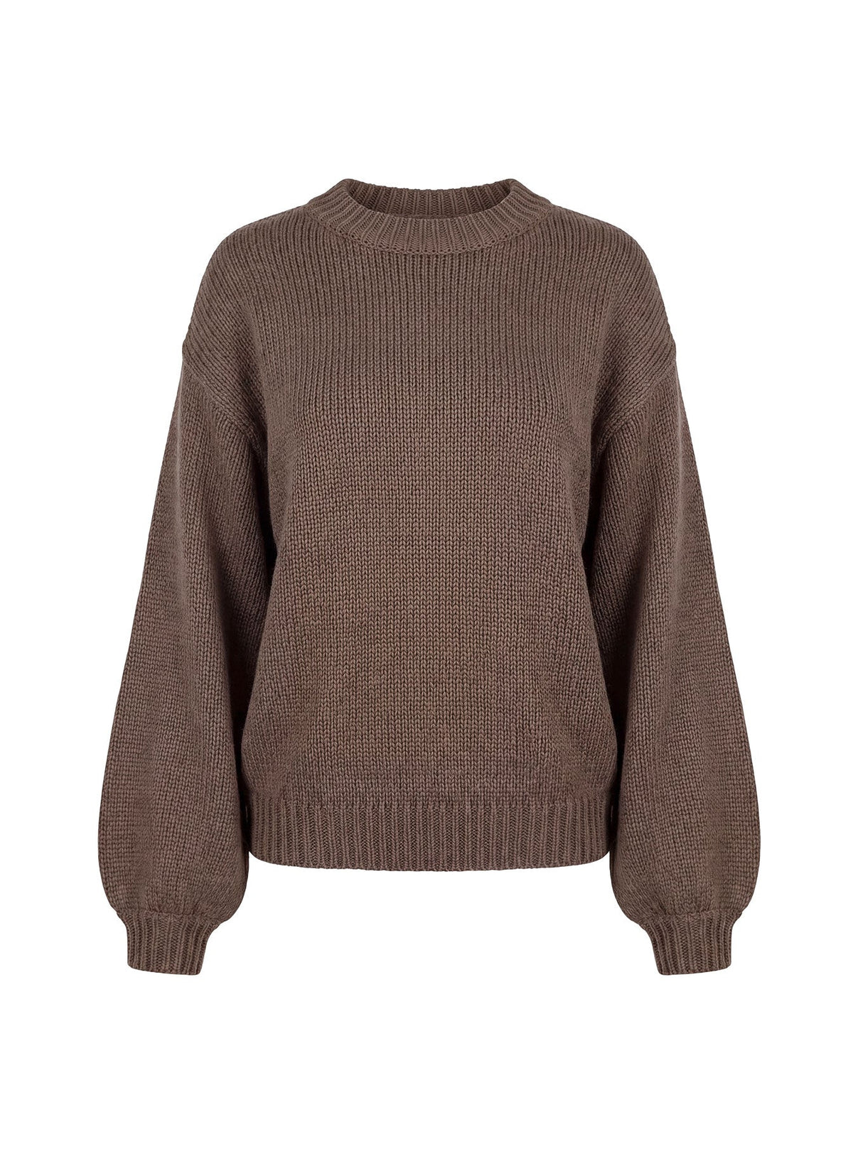 Harmony Balloon Sleeve Knit Sweater Dark Brown