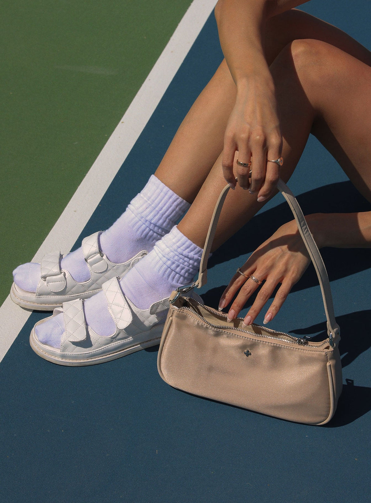 Peta & Jain Piper Bag Beige Nylon Silver Hardware