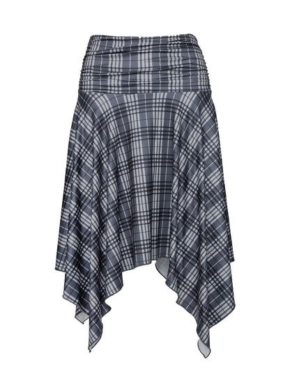Scholar Asymmetrical Midi Skirt Grey Check