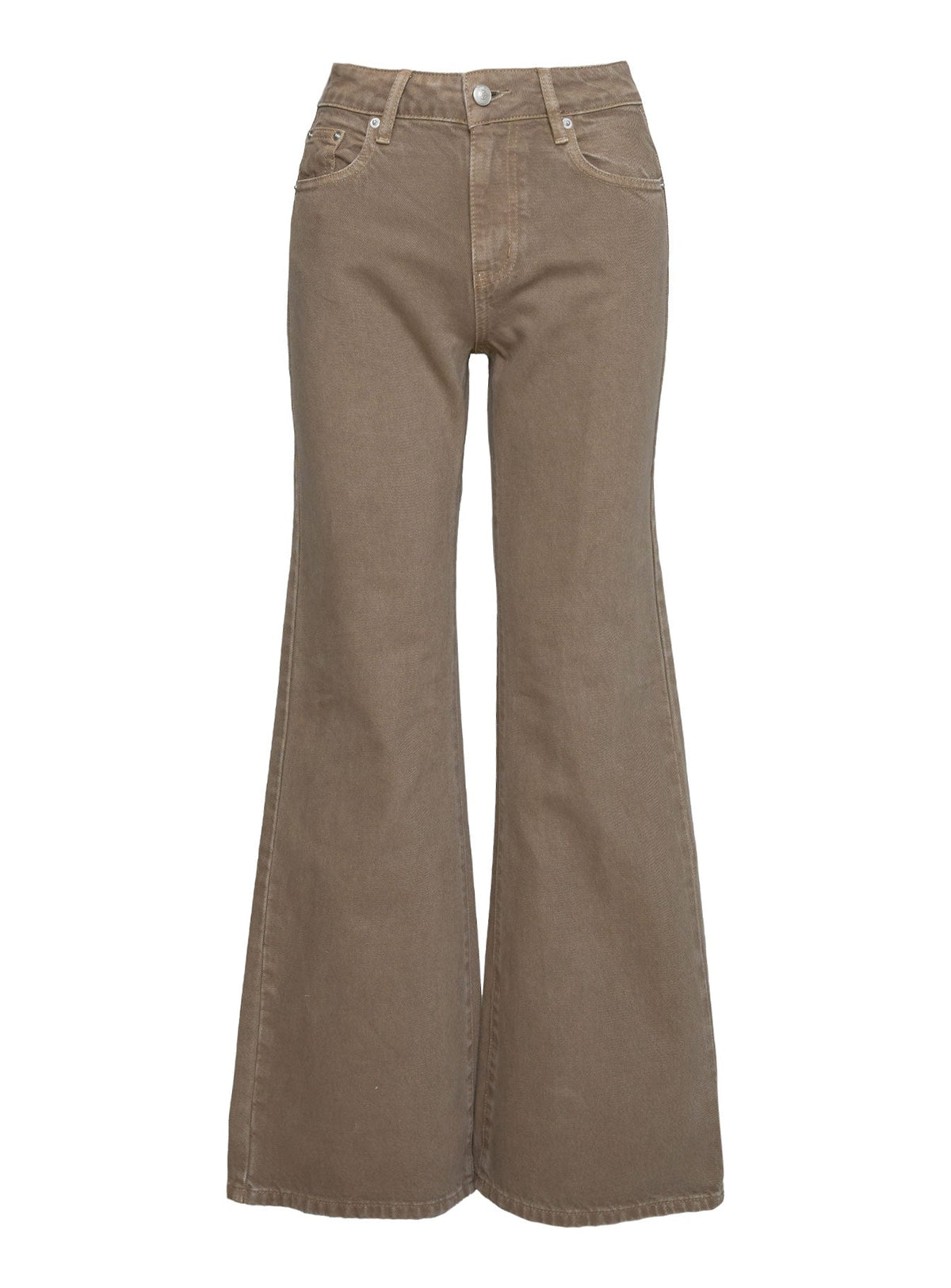 Under Control Mid Rise Wide Leg Jeans Washed Brown