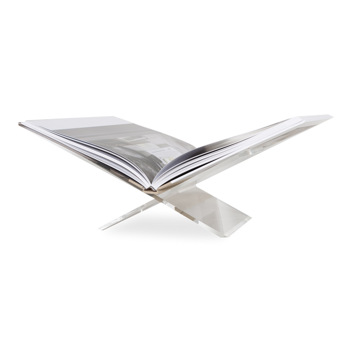 This stylishly designed glass-like lucite Acrylic Bookstand creates a modern cradle to display an open cookbook or artbook.
