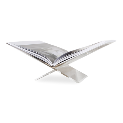This stylishly designed glass-like lucite Acrylic Bookstand creates a modern cradle to display an open cookbook or artbook.