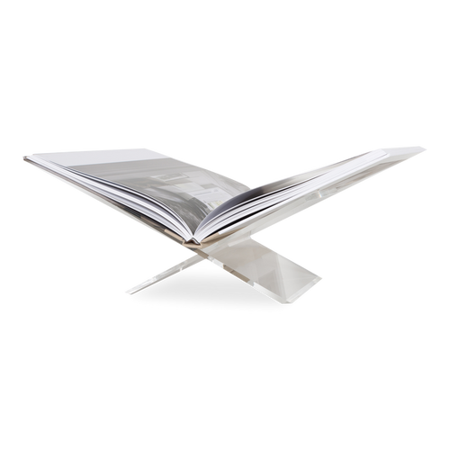 This stylishly designed glass-like lucite Acrylic Bookstand creates a modern cradle to display an open cookbook or artbook.