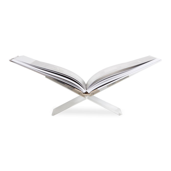 This stylishly designed glass-like lucite Acrylic Bookstand creates a modern cradle to display an open cookbook or artbook.