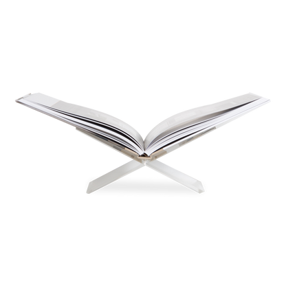 This stylishly designed glass-like lucite Acrylic Bookstand creates a modern cradle to display an open cookbook or artbook.