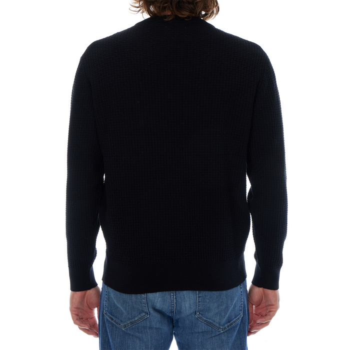 Allen Solid Textured 100% Cotton Sweater -Black