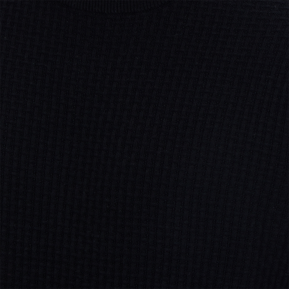 Allen Solid Textured 100% Cotton Sweater -Black