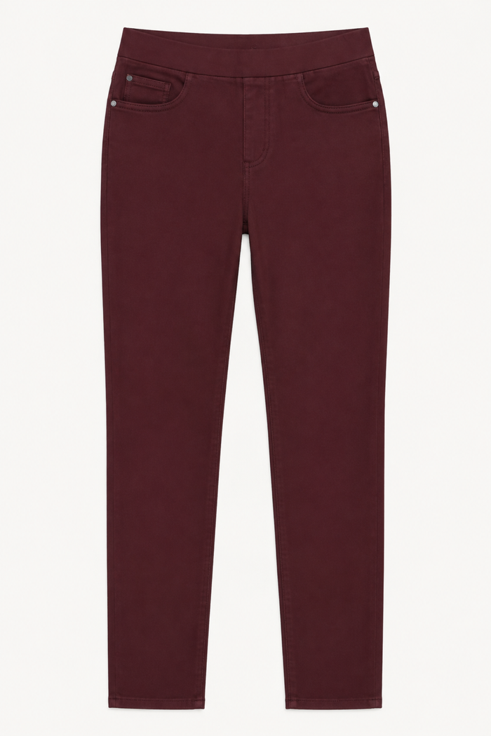 Anna Montana 1001 Angelika Jump In Jeans 521 Burgundy front view Shop Anna Montana at Dotique