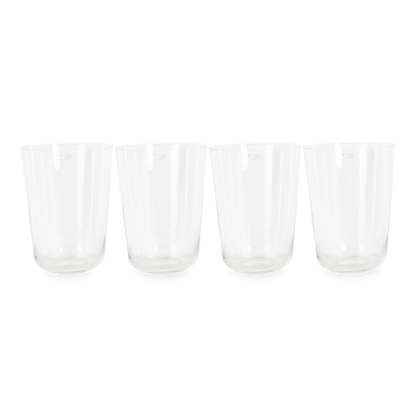 Elevating your glassware collection, the Arc Tumbler Glasses come in a set of four and features rounded bases and softly tapered profiles.