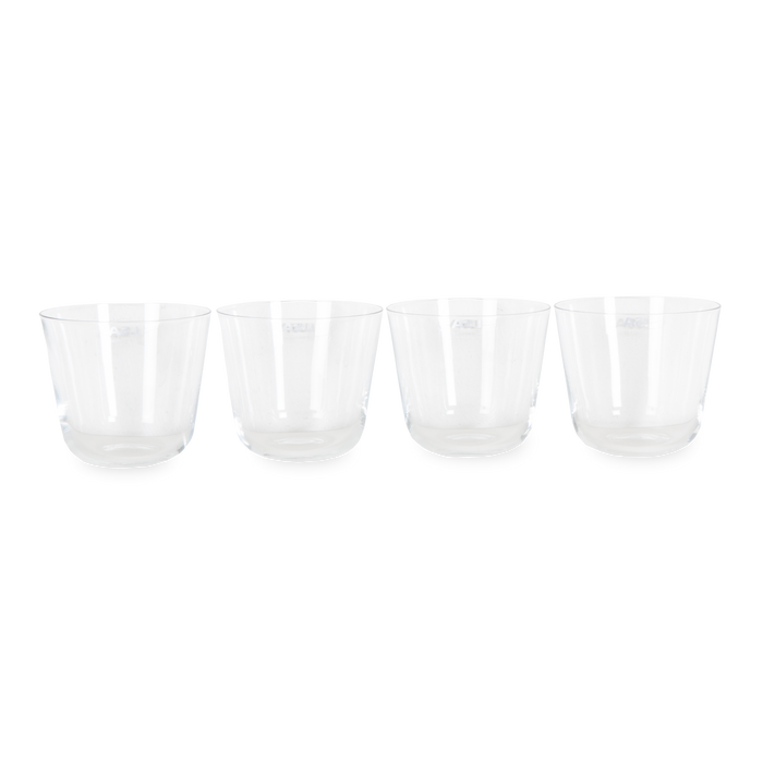 Elevating your glassware collection, the Arc Tumbler Glasses come in a set of four and features rounded bases and softly tapered profiles.