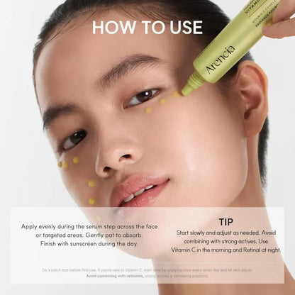 arencia vitamin c booster shot face and eye cream moisturiser 30ml how to use infographic