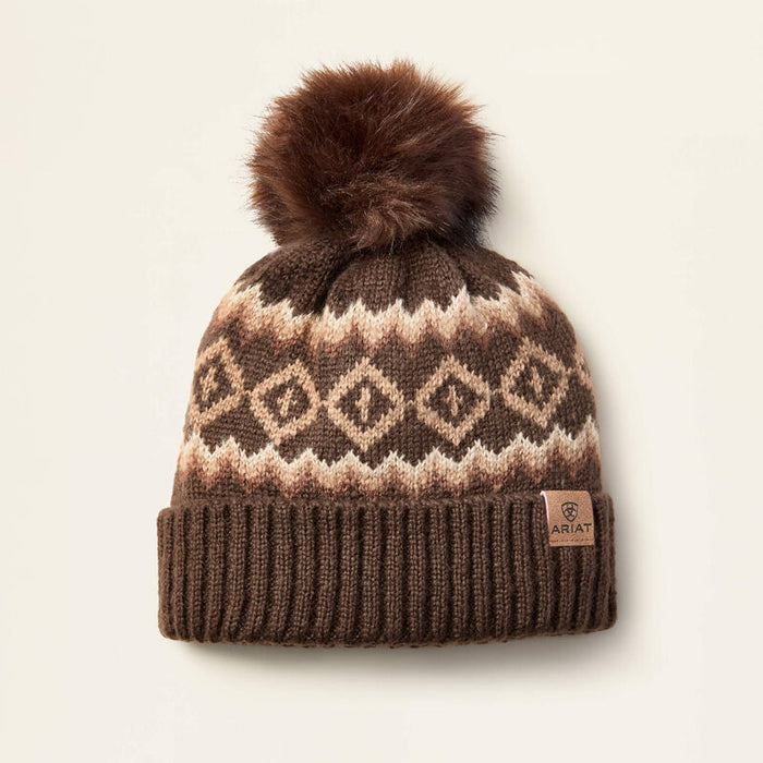 Ariat Bristol Pom-Pom Beanie in Chocolate Brown