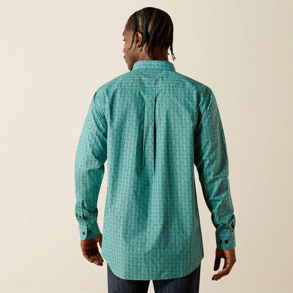 Ariat Men's L/S Berger Fitted Button Down Shirt in Aqua