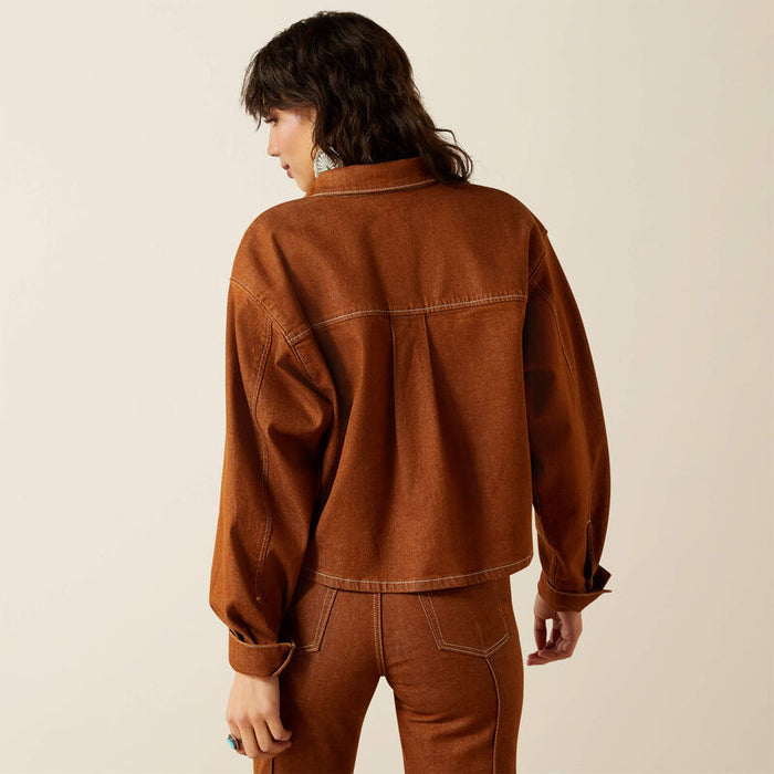 Ariat Women's Boxy Cropped Denim Jacket in Pecan Brown