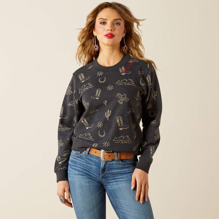 Ariat Women's Essential Crew Neck Sweatshirt in Black Heather