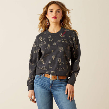Ariat Women's Essential Crew Neck Sweatshirt in Black Heather