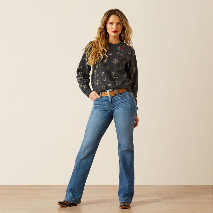 Ariat Women's Essential Crew Neck Sweatshirt in Black Heather