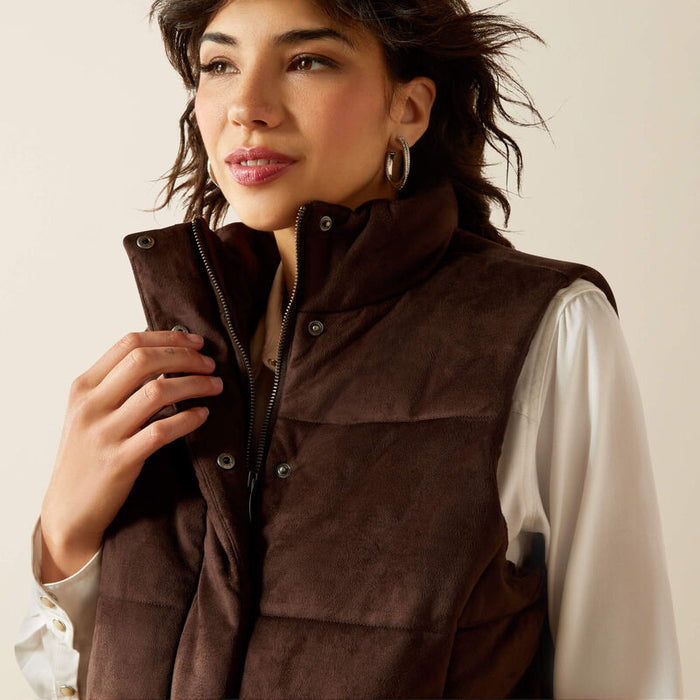 Ariat Women's Swirls Faux Leather Vest in Mole