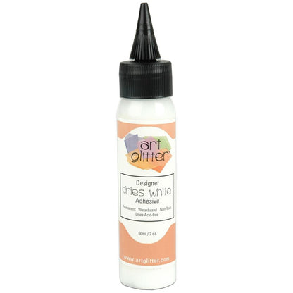 ART INSTITUTE GLITTER-Designer Dries Clear Adhesive is an industrial strength adhesive that adheres to the following: paper art, acetate transparency, cling vinyl, acrylic, ceramics, feather quills, wood, metal, polymer clay, shrink plastic, artificial and dried floral, glass, beads, rocks, shells, and non-washable fibers. Dries acid-free and remains permanently flexible. Available at Embellish Away located in Bowmanville Ontario Canada.