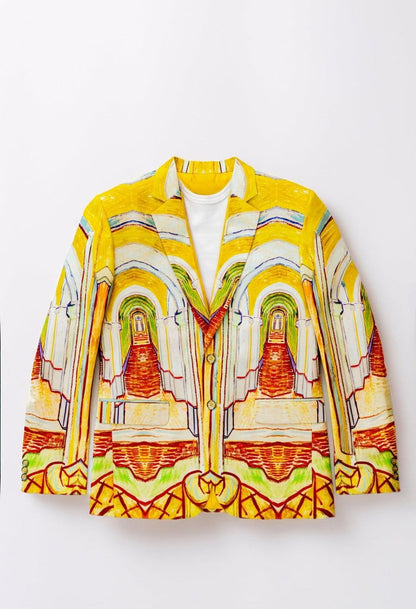 Summer Light Blazer - Asylum by Van Gogh - Yellow Orange Cotton - Unisex - Naymish Designs