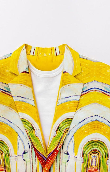 Summer Light Blazer - Asylum by Van Gogh - Yellow Orange Cotton - Unisex - Naymish Designs