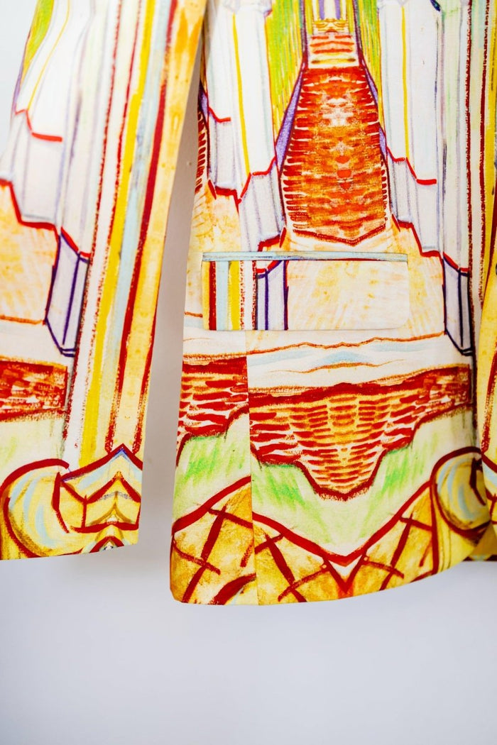 Summer Light Blazer - Asylum by Van Gogh - Yellow Orange Cotton - Unisex - Naymish Designs