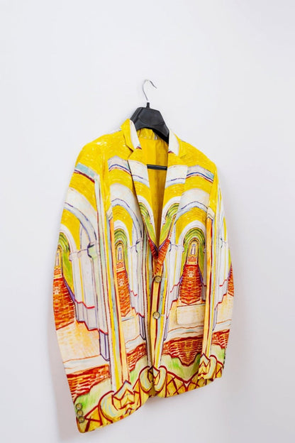 Summer Light Blazer - Asylum by Van Gogh - Yellow Orange Cotton - Unisex - Naymish Designs