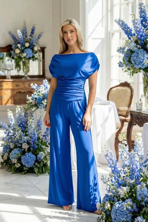 Atom Label Carbon Bardot Wide Leg Jumpsuit – Cobalt Blue Regular Length by ATOM LABEL. Shop the ATOM LABEL at Dotique.