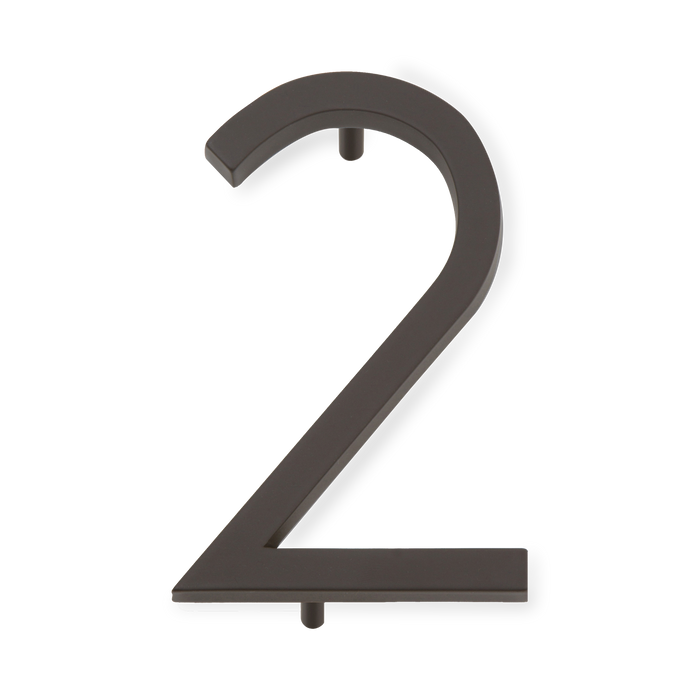 A seamless oil rubbed bronze house number written in a narrow and modern font.
