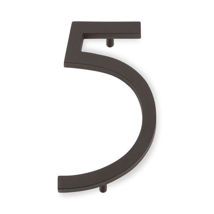 A seamless oil rubbed bronze house number written in a narrow and modern font.