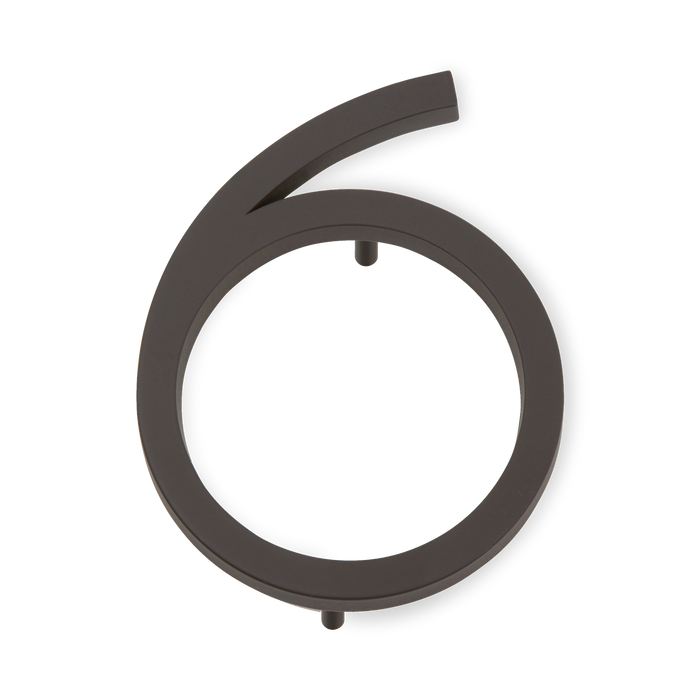 A seamless oil rubbed bronze house number written in a narrow and modern font.