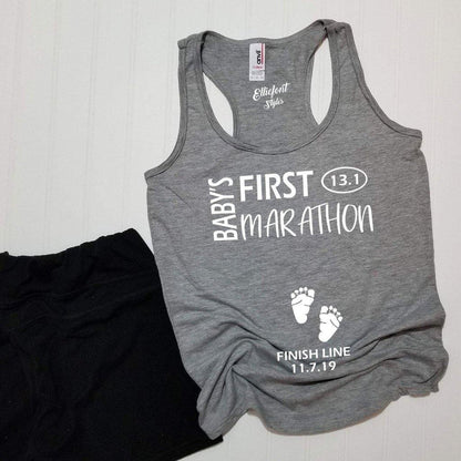 Baby's First Marathon 13.1 / Pregnancy Announcement Shirt / Racerback Tank Top - Elliefont Styles