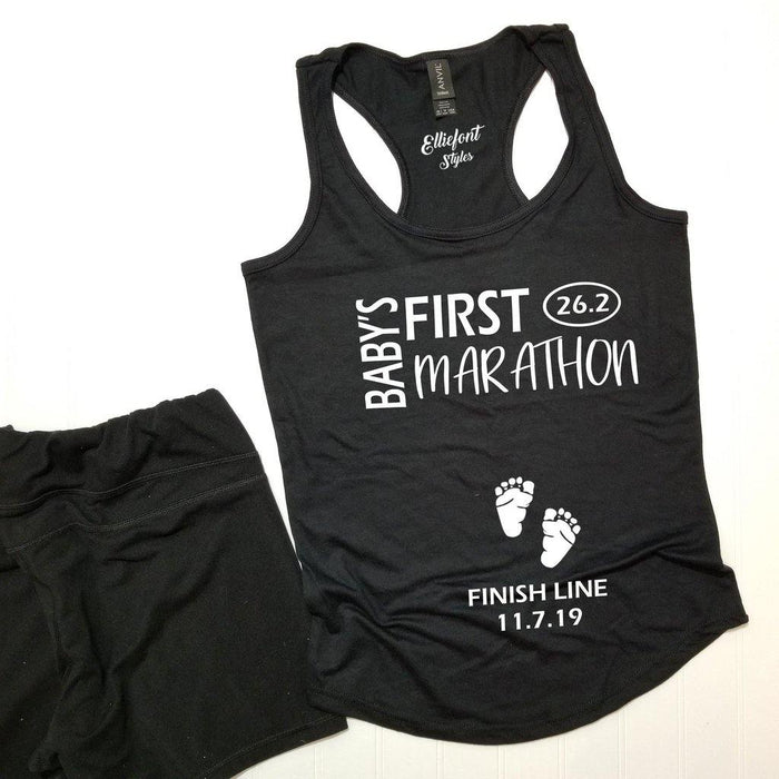 Baby's First Marathon 26.2 / Pregnancy Announcement Shirt / Racerback Tank Top - Elliefont Styles